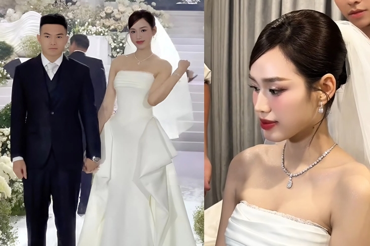 Cận cảnh nhan sắc Đỗ Thị Hà trong đám cưới bên ông xã doanh nhân Viết Vương