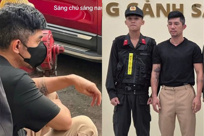 Lan truyền hình ảnh Lương Bằng Quang ngồi vỉa hè, mặt lộ rõ vẻ mệt mỏi trước khi bị bắt