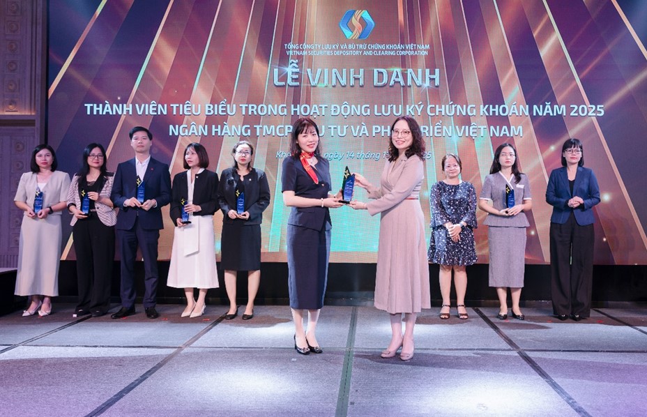BIDV - Top 10 thành viên tiêu biểu trong hoạt động lưu ký chứng khoán năm 2025