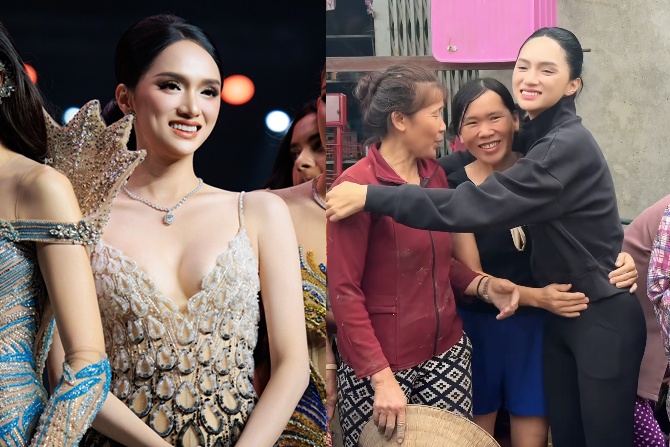 Hậu Miss Universe, Hương Giang được khen nức nở khi đến Phú Yên làm từ thiện
