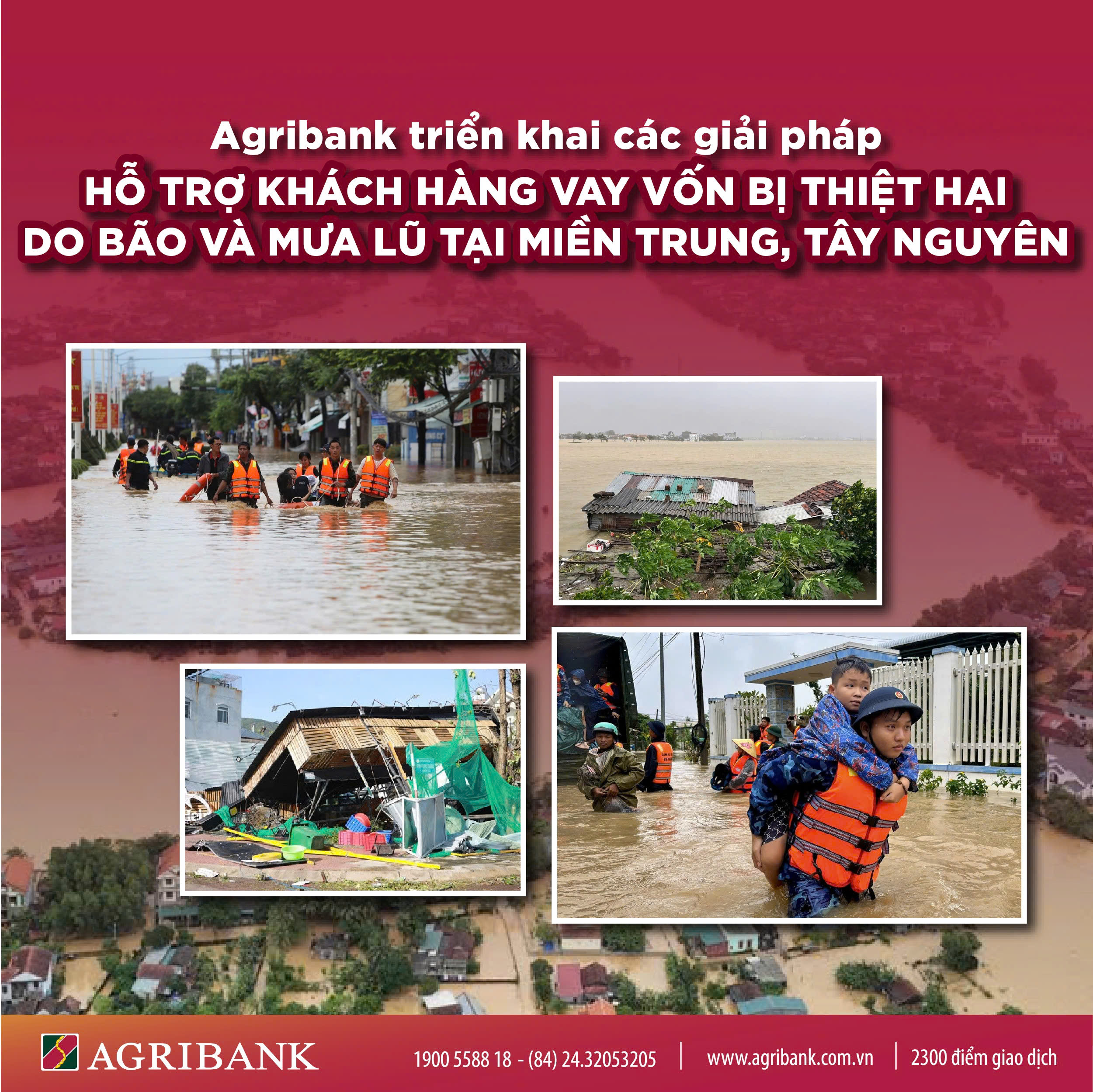 Agribank giảm lãi suất tới 2%năm cho khách hàng bị ảnh hưởng bão lũ