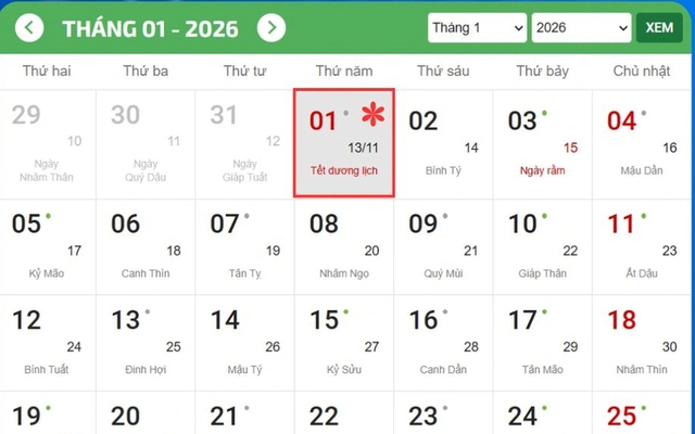 Bộ Nội vụ đề xuất hoán đổi ngày làm việc để nghỉ Tết Dương lịch 4 ngày
