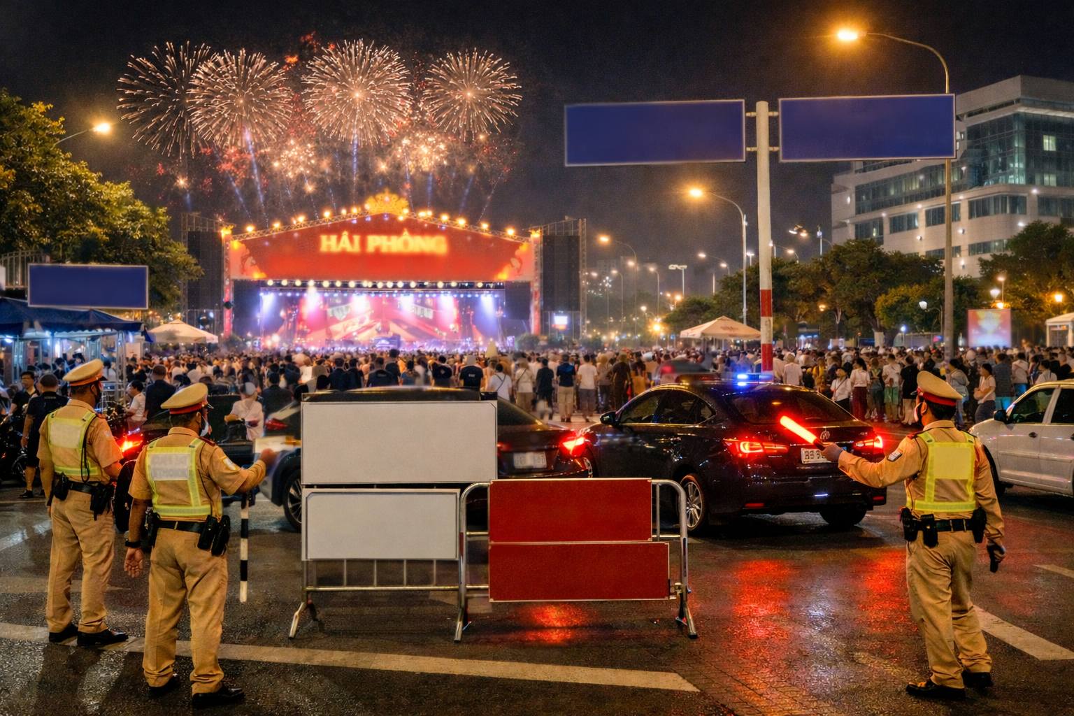 Hải Phòng phân luồng giao thông phục vụ chương trình nghệ thuật và bắn pháo hoa đêm Giao thừa