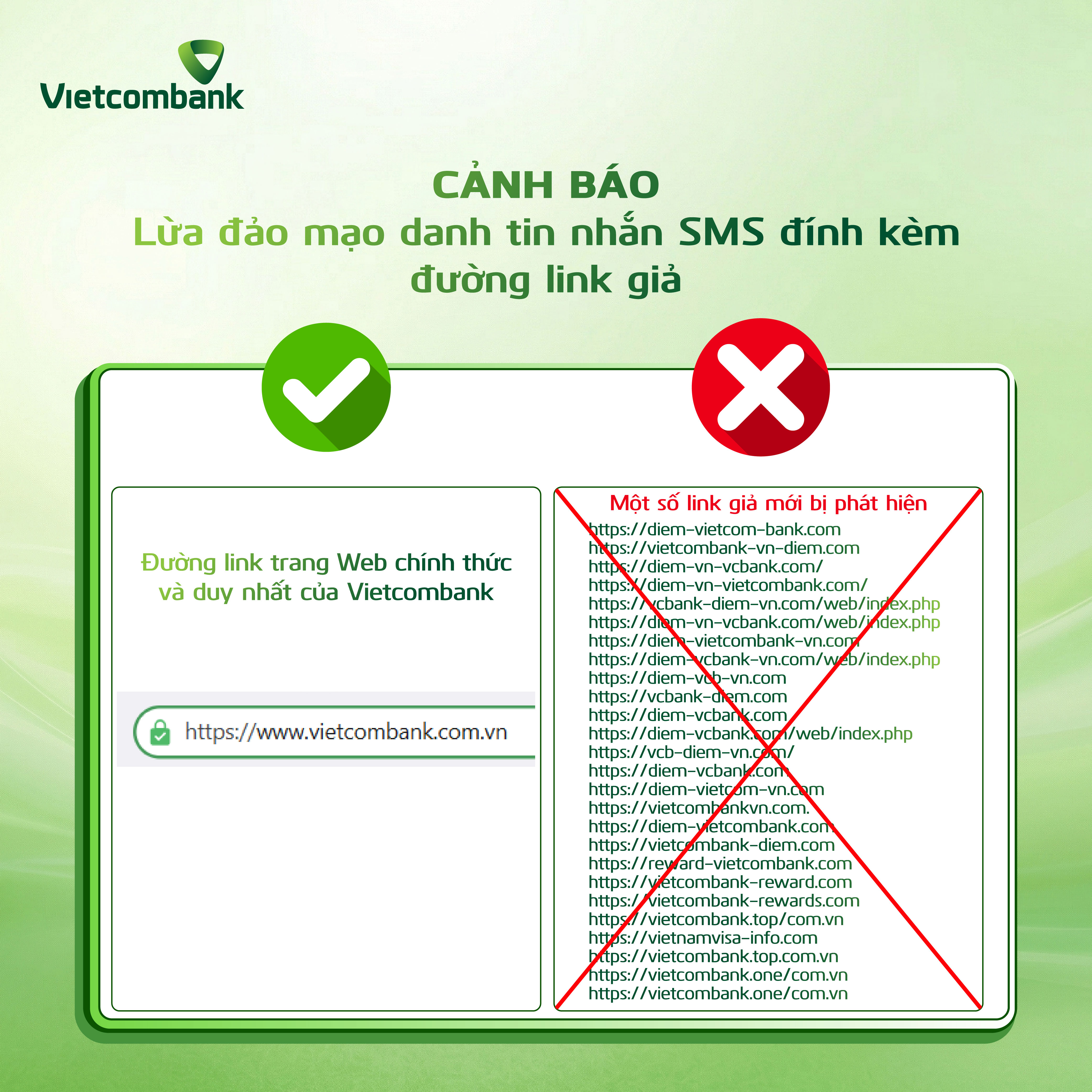 Cảnh báo thủ đoạn giả mạo Vietcombank nhằm chiếm đoạt thông tin để lừa đảo