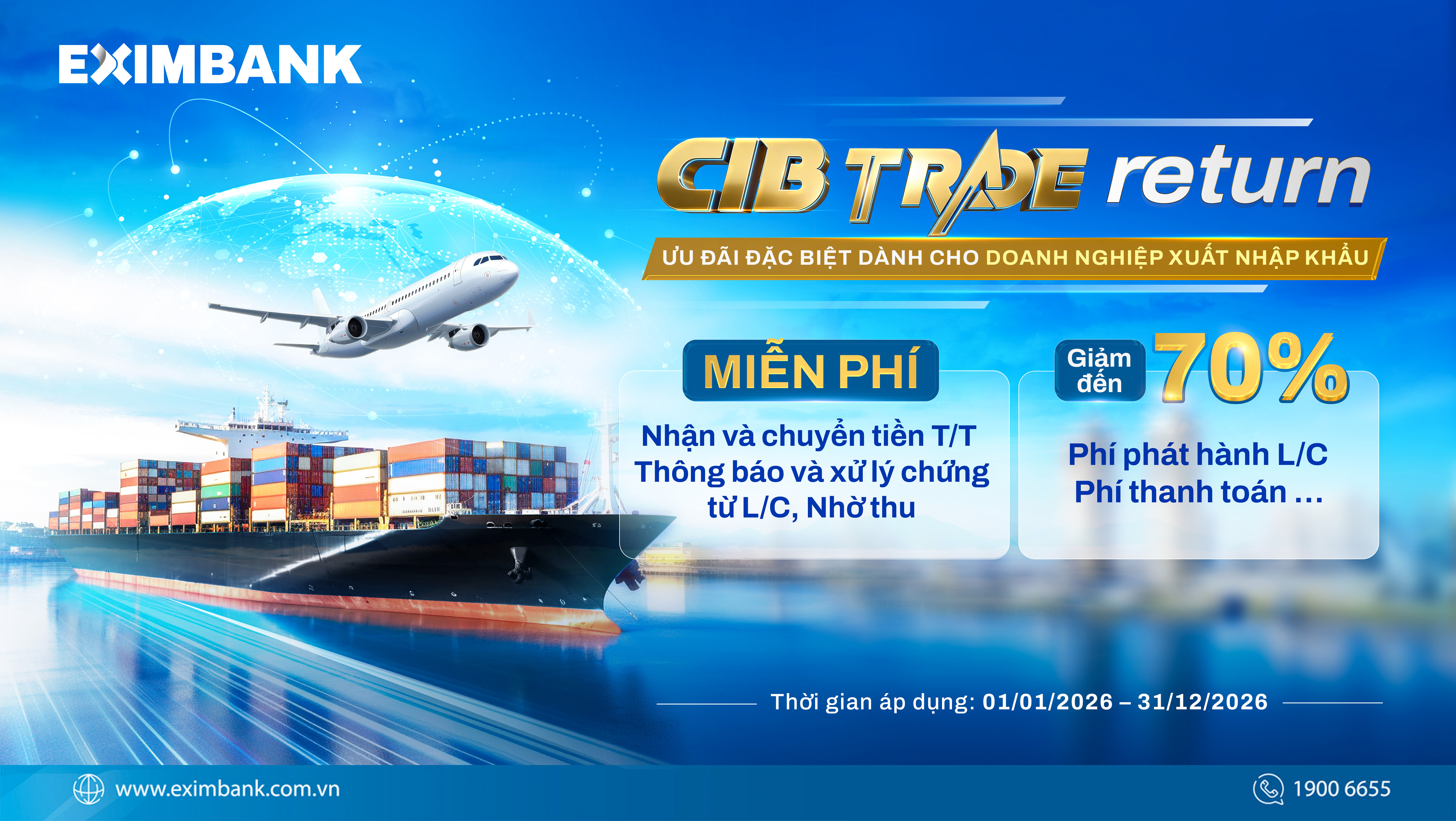 Eximbank tối ưu chi phí thanh toán quốc tế cho doanh nghiệp xuất nhập khẩu