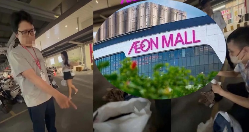 Công an làm việc với 2 người khám xét khách hàng ở AEON Mall Long Biên