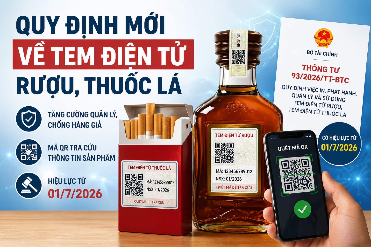 Tăng cường truy xuất nguồn gốc, siết quản lýtem điện tử rượu, thuốc lá