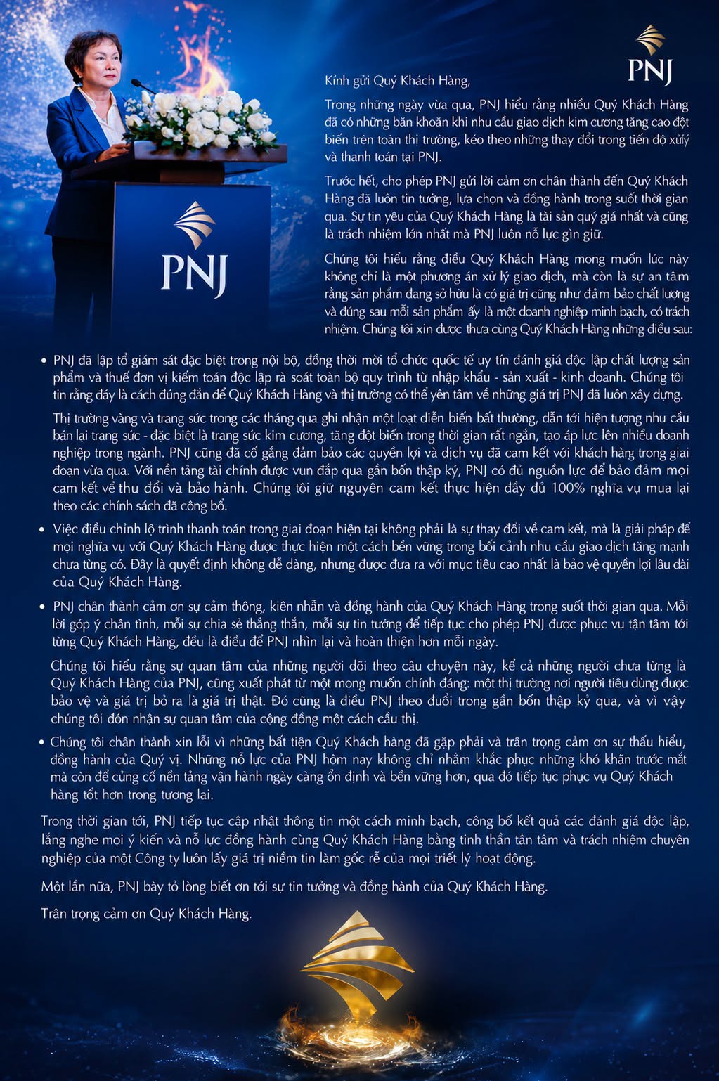 Sau thư ngỏ của PNJ, điều thị trường chờ là hành động