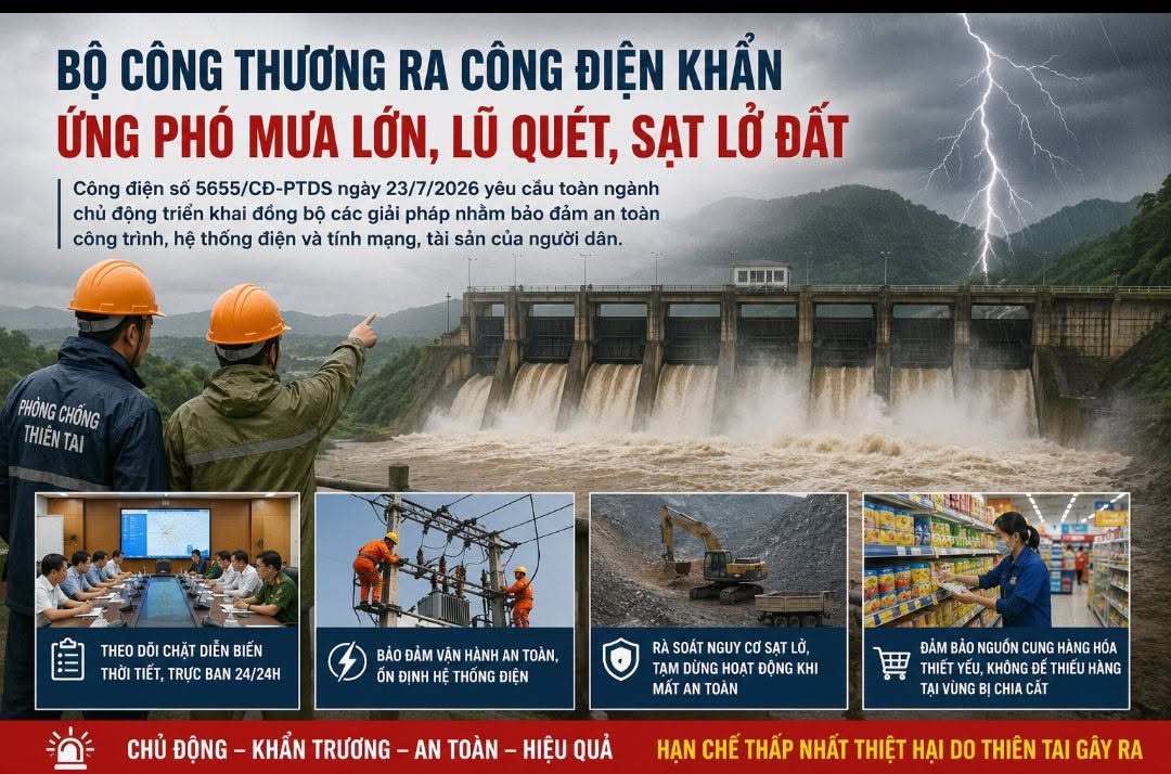 Bộ Công Thương ra công điện khẩn ứng phó mưa lớn, lũ quét và sạt lở đất