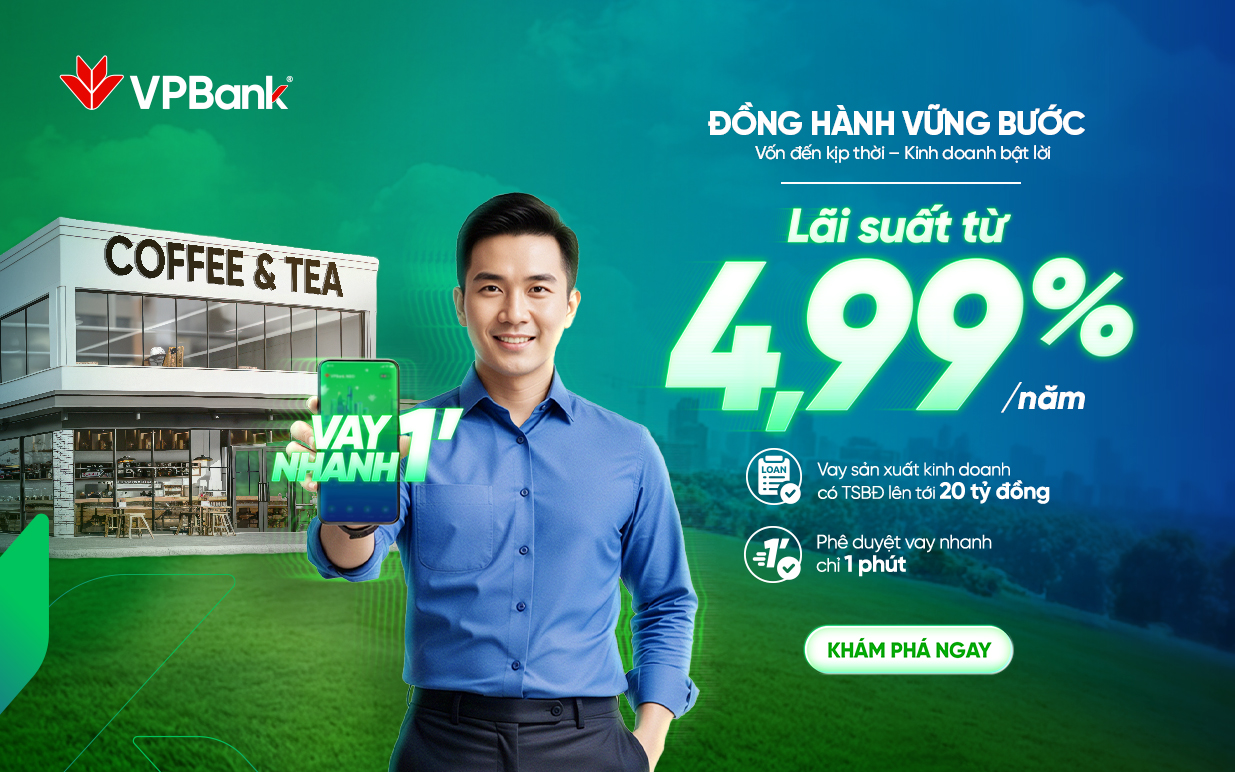 VPBank “Đồng hành vững bước” cùng hộ kinh doanh với lãi suất từ 4,99%/năm