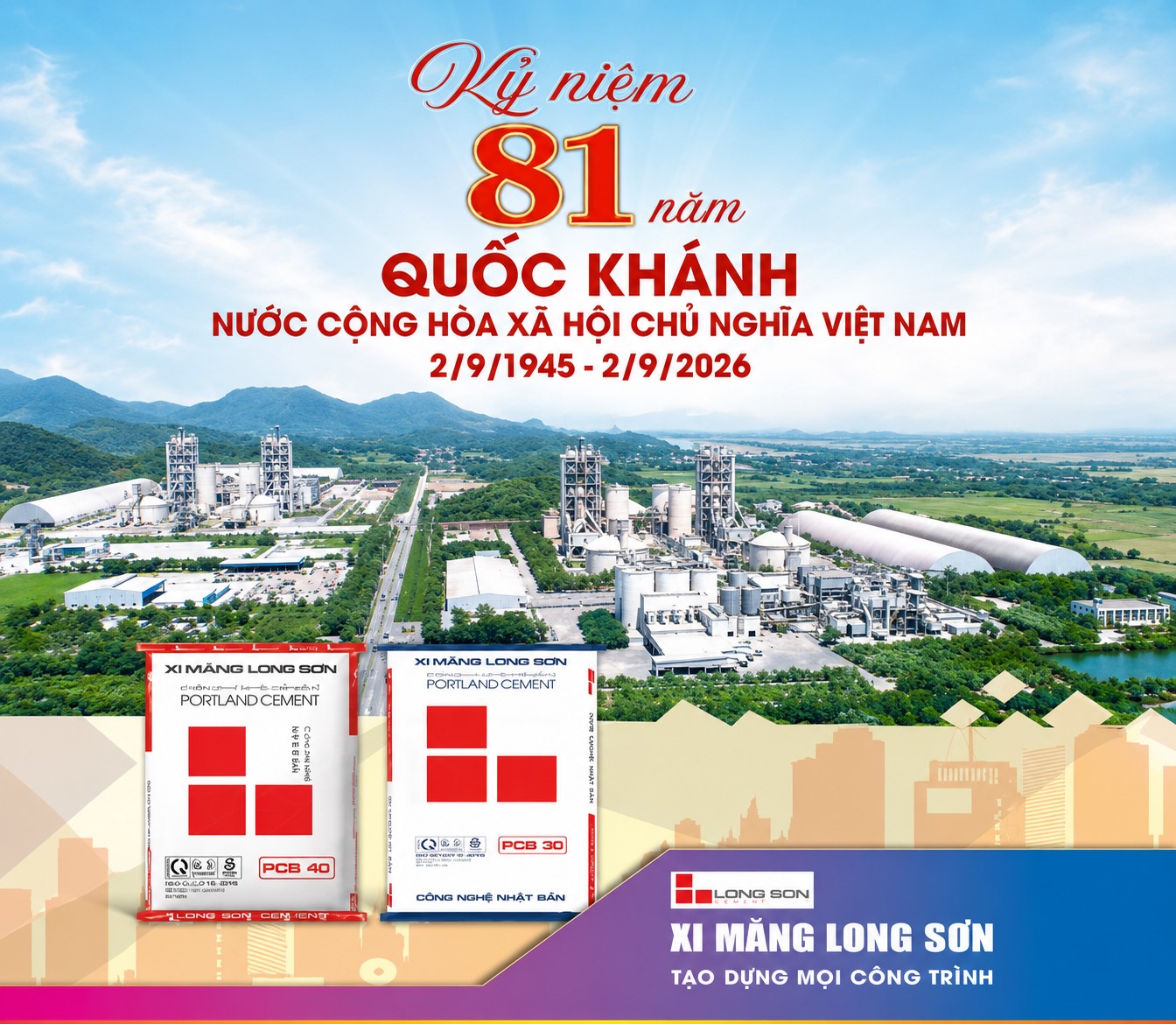 Công ty Xi măng Long Sơn chúc mừng Quốc khánh 29