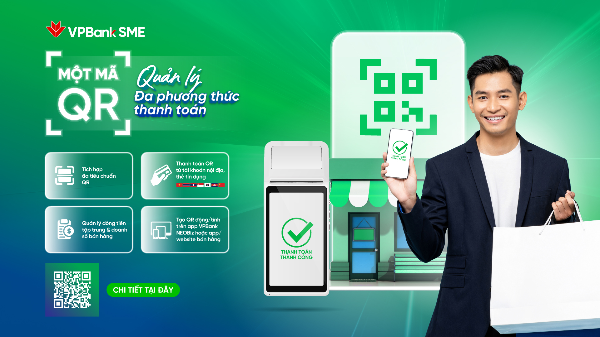 VPBank SME: Một mã MerchantQR, nhận thanh toán từ tài khoản, thẻ đến ví điện tử