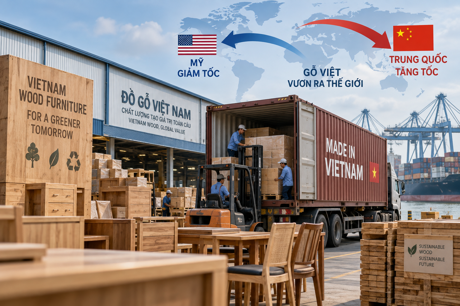 Gỗ Việt chuyển dịch: Thị trường Mỹ giảm, Trung Quốc tăng tốc
