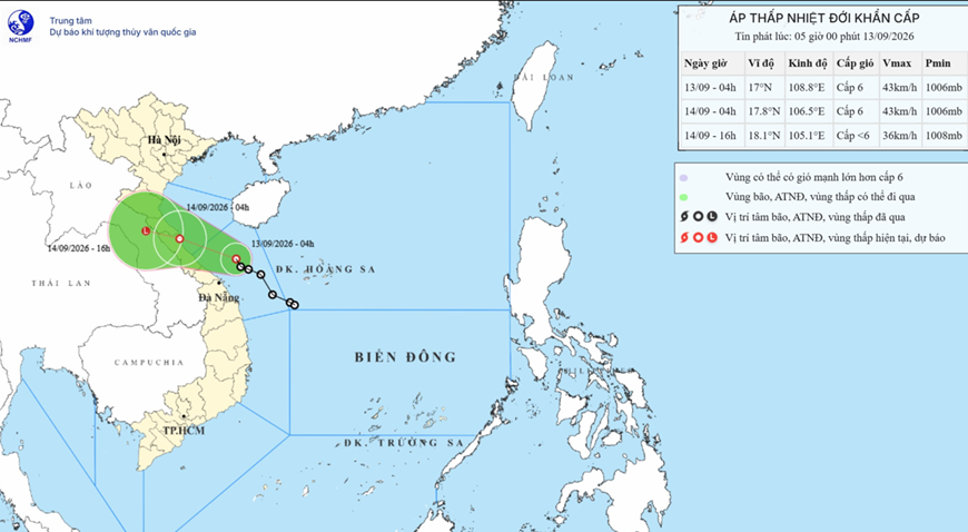 Thời tiết hôm nay 139 Áp thấp nhiệt đới cách TP Đà Nẵng khoảng 120km
