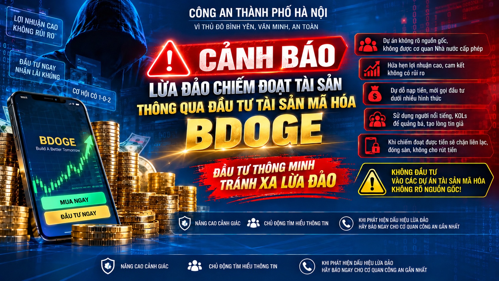 Cảnh báo lừa đảo đầu tư tài sản mã hóa BDOGE