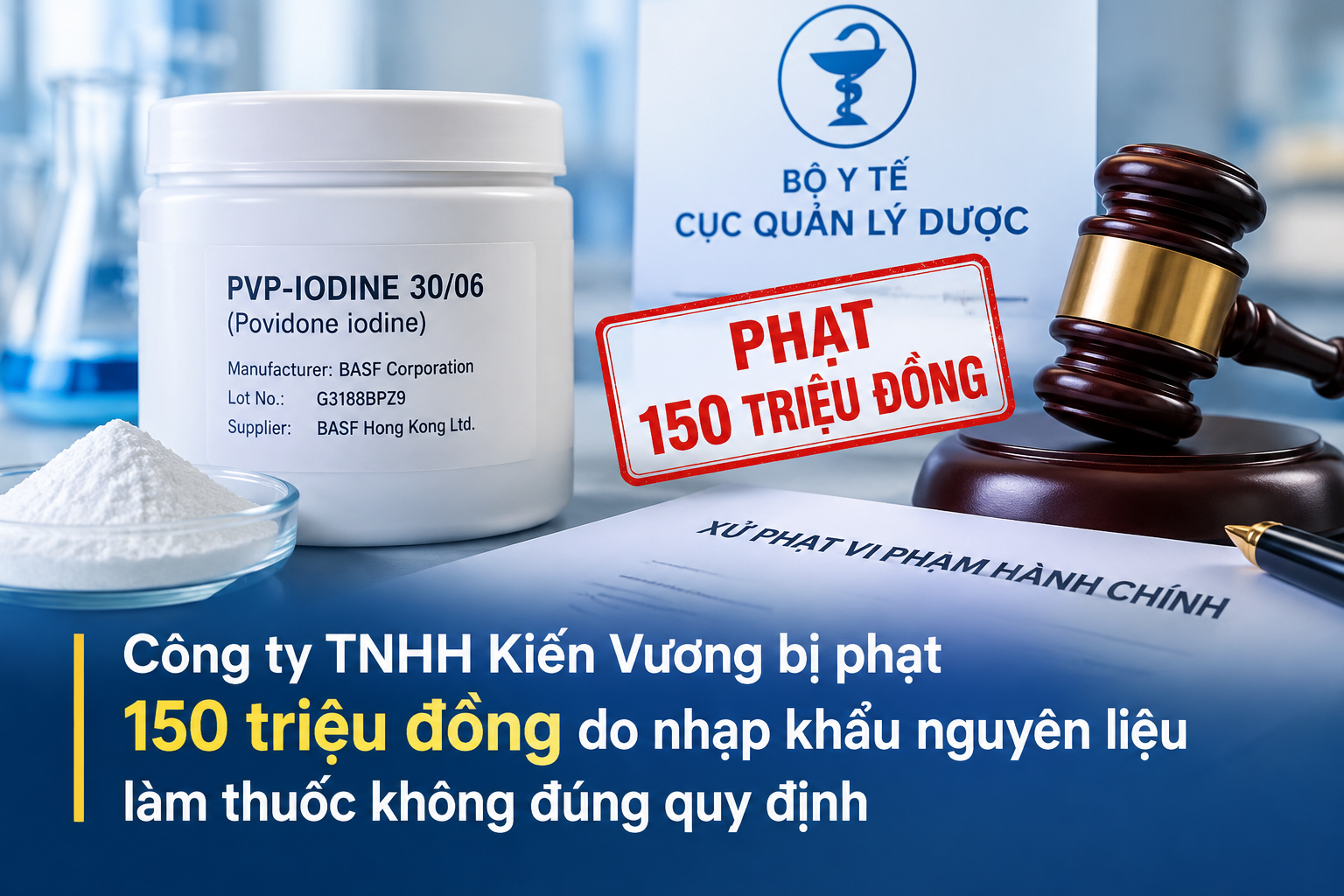 Nhập khẩu nguyên liệu làm thuốc không đúng quy định, Công ty Kiến Vương bị phạt 150 triệu đồng
